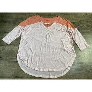 Womens We The Free Burnout V Neck 3/4 Sleeve T-shirt Oversized Size XS